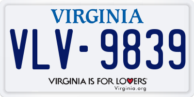 VA license plate VLV9839