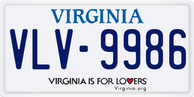 VA license plate VLV9986