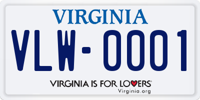 VA license plate VLW0001