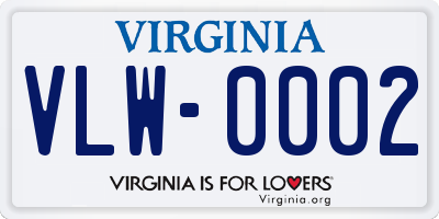 VA license plate VLW0002