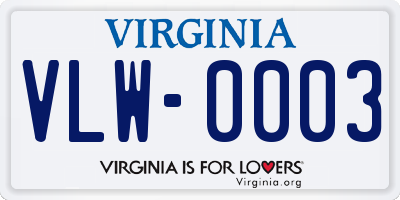 VA license plate VLW0003