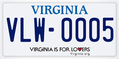 VA license plate VLW0005