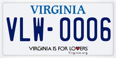 VA license plate VLW0006