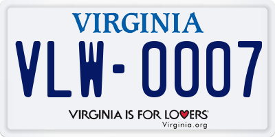 VA license plate VLW0007