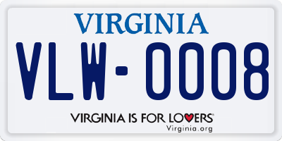 VA license plate VLW0008