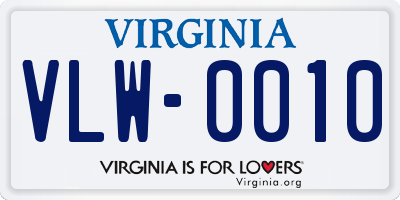 VA license plate VLW0010