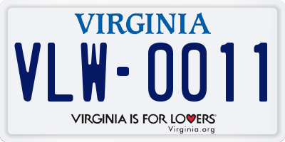 VA license plate VLW0011