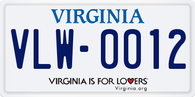 VA license plate VLW0012