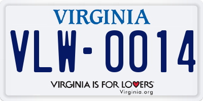 VA license plate VLW0014