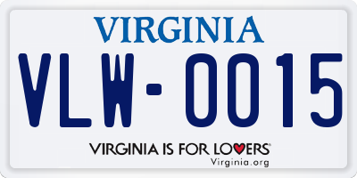 VA license plate VLW0015