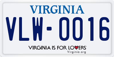 VA license plate VLW0016