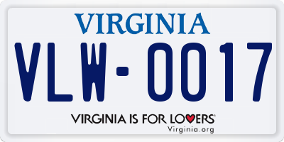 VA license plate VLW0017