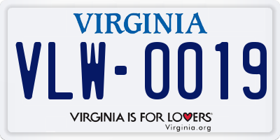 VA license plate VLW0019