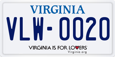 VA license plate VLW0020