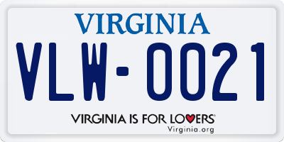 VA license plate VLW0021