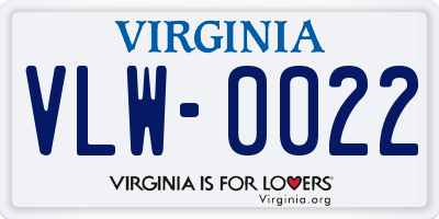 VA license plate VLW0022