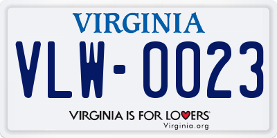 VA license plate VLW0023