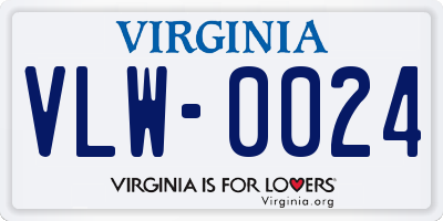 VA license plate VLW0024