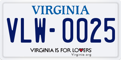 VA license plate VLW0025