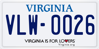 VA license plate VLW0026