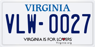 VA license plate VLW0027