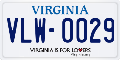 VA license plate VLW0029