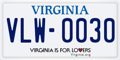 VA license plate VLW0030