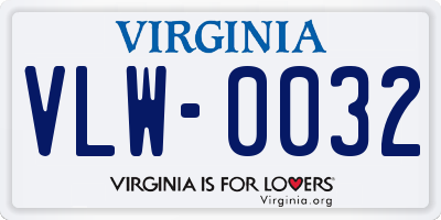 VA license plate VLW0032