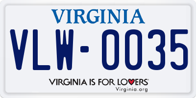 VA license plate VLW0035