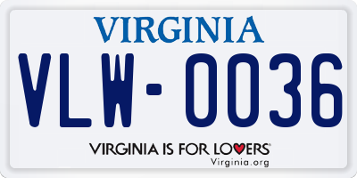 VA license plate VLW0036