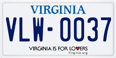 VA license plate VLW0037