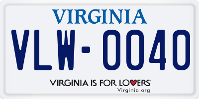 VA license plate VLW0040