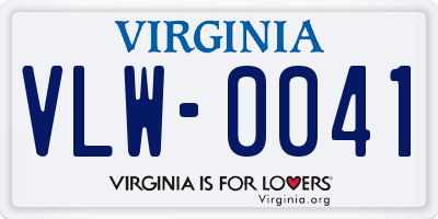 VA license plate VLW0041