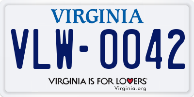 VA license plate VLW0042