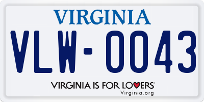 VA license plate VLW0043