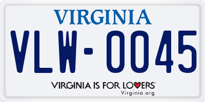 VA license plate VLW0045