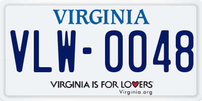 VA license plate VLW0048