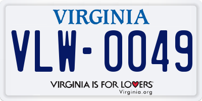 VA license plate VLW0049