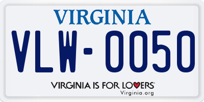 VA license plate VLW0050