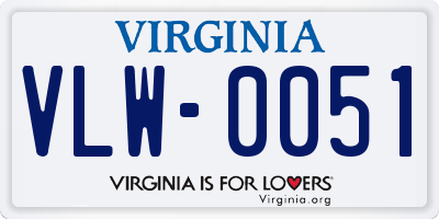 VA license plate VLW0051