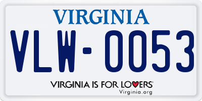 VA license plate VLW0053