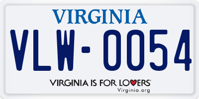 VA license plate VLW0054