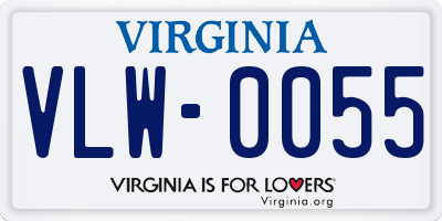 VA license plate VLW0055