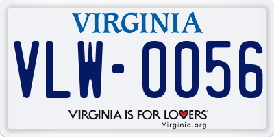 VA license plate VLW0056