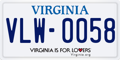 VA license plate VLW0058