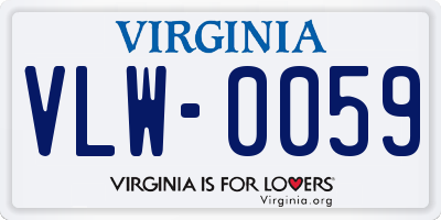 VA license plate VLW0059