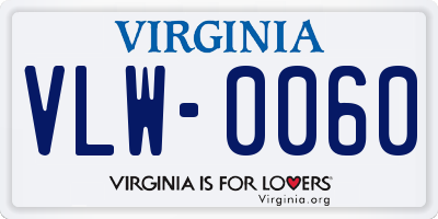 VA license plate VLW0060