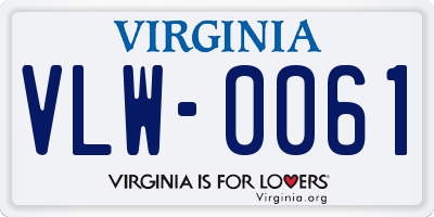 VA license plate VLW0061