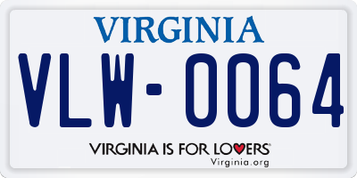 VA license plate VLW0064