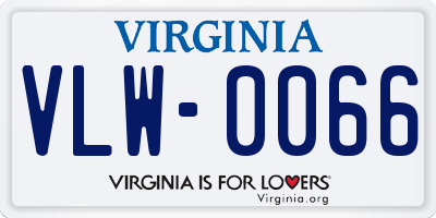 VA license plate VLW0066